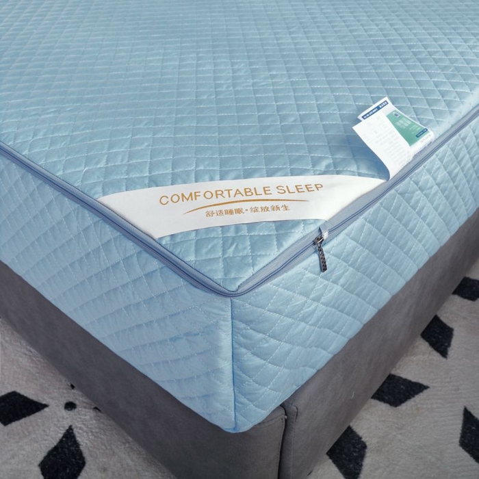 91家纺网 家纺一手货源 找家纺 衿成家纺 2025新品清雅全棉六面全包床笠 全棉六包清雅蓝