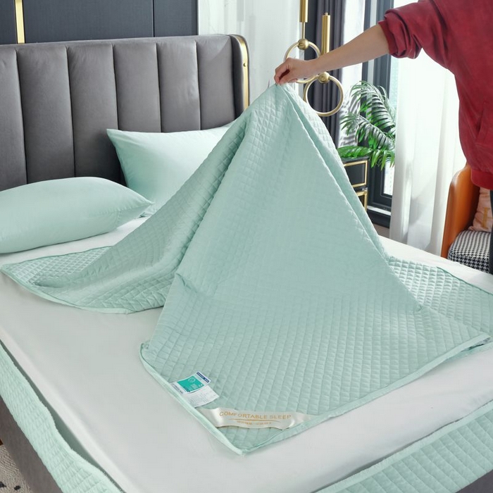 衿成家纺 2025新品清雅全棉六面全包床笠 全棉六包清雅浅绿