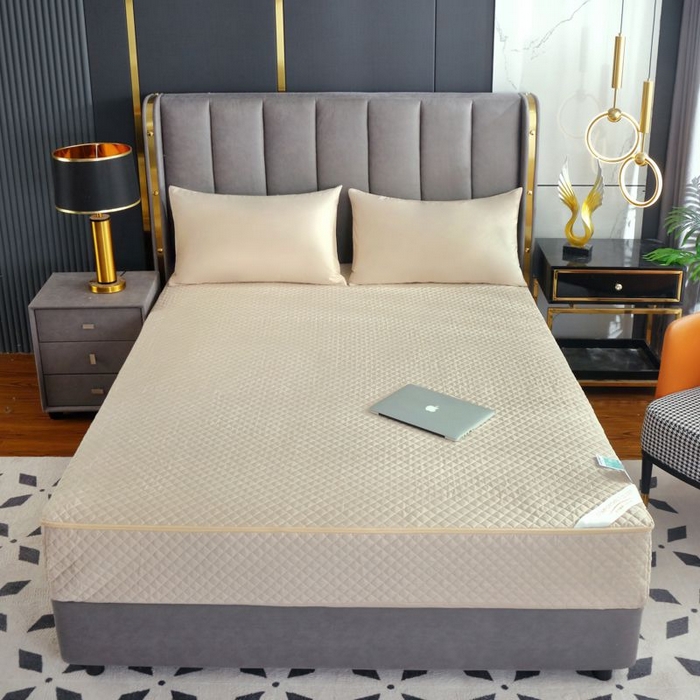 91家纺网 家纺一手货源 找家纺 衿成家纺 2025新品清雅全棉六面全包床笠 全棉六包清雅驼