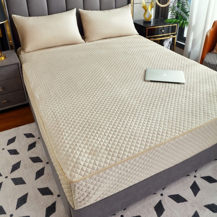 91家纺网 家纺一手货源 找家纺 衿成家纺 2025新品清雅全棉六面全包床笠 全棉六包清雅驼