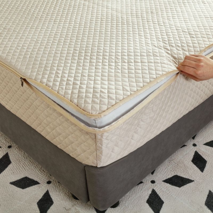 91家纺网 家纺一手货源 找家纺 衿成家纺 2025新品清雅全棉六面全包床笠 全棉六包清雅驼