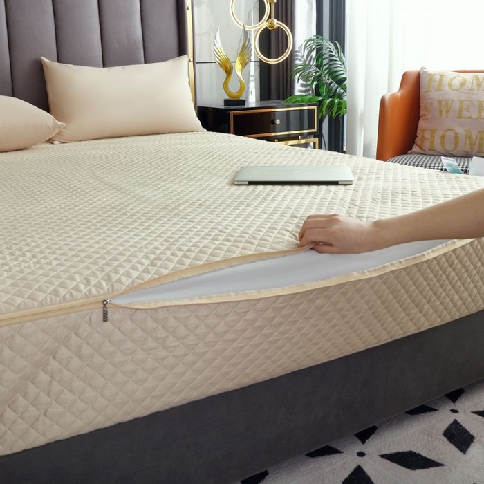 91家纺网 家纺一手货源 找家纺 衿成家纺 2025新品清雅全棉六面全包床笠 全棉六包清雅驼