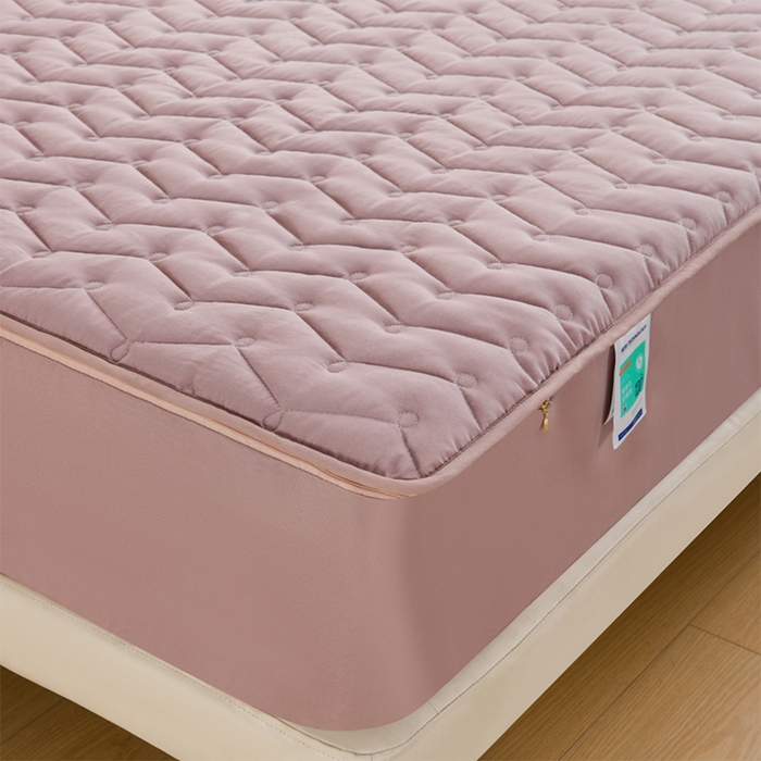 91家纺网 家纺一手货源 找家纺 衿成家纺 2025新款磨毛夹棉全包防水床笠 六面防水豆沙