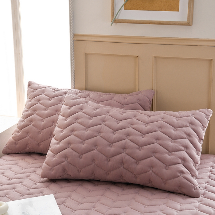 91家纺网 家纺一手货源 找家纺 衿成家纺 2025新款磨毛夹棉全包防水床笠 六面防水豆沙