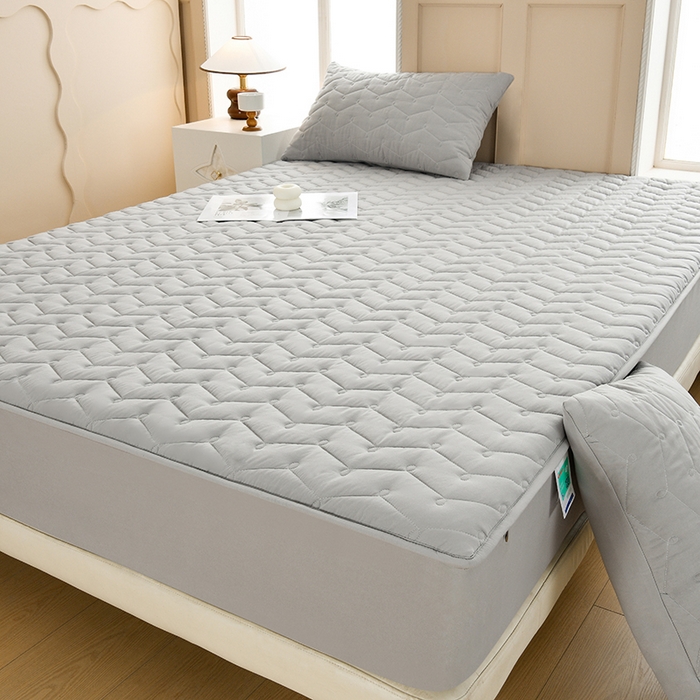 91家纺网 家纺一手货源 找家纺 衿成家纺 2025新款磨毛夹棉全包防水床笠 六面防水烟灰