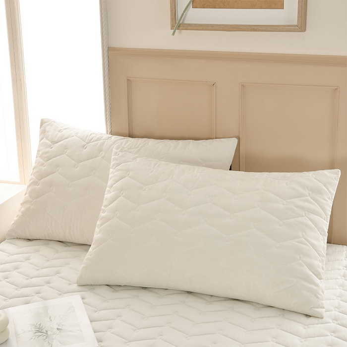 91家纺网 家纺一手货源 找家纺 衿成家纺 2025新款磨毛夹棉全包防水床笠 六面防水白