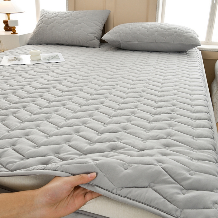 91家纺网 家纺一手货源 找家纺 衿成家纺 2025新款磨毛夹棉全包防水床笠 六面防水烟灰