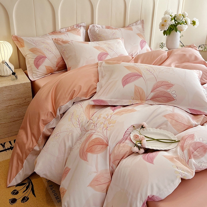 91家纺网 家纺一手货源 找家纺 悦织湾家纺 2025爆款上新【全棉60S长绒棉】100%全棉60S长绒棉四件套纯棉印花床上用品34件套轻奢北欧公主风 悦妍-粉