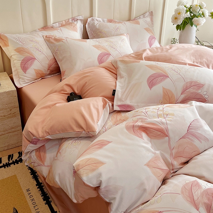 91家纺网 家纺一手货源 找家纺 悦织湾家纺 2025爆款上新【全棉60S长绒棉】100%全棉60S长绒棉四件套纯棉印花床上用品34件套轻奢北欧公主风 悦妍-粉