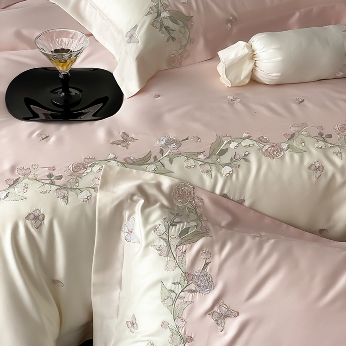 91家纺网 家纺一手货源 找家纺 （总）佳汐蓝家纺 2025春夏新款铃兰花颂 百支贡缎 四件套