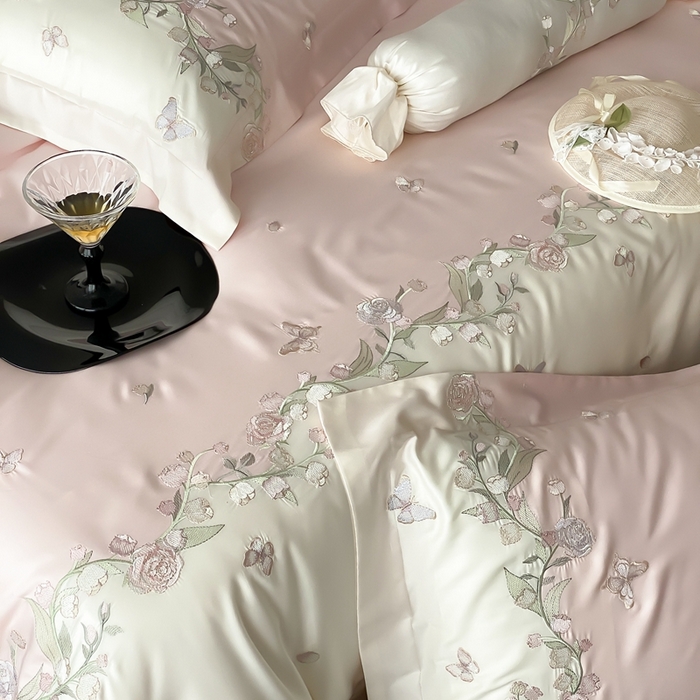 91家纺网 家纺一手货源 找家纺 （总）佳汐蓝家纺 2025春夏新款铃兰花颂 百支贡缎 四件套