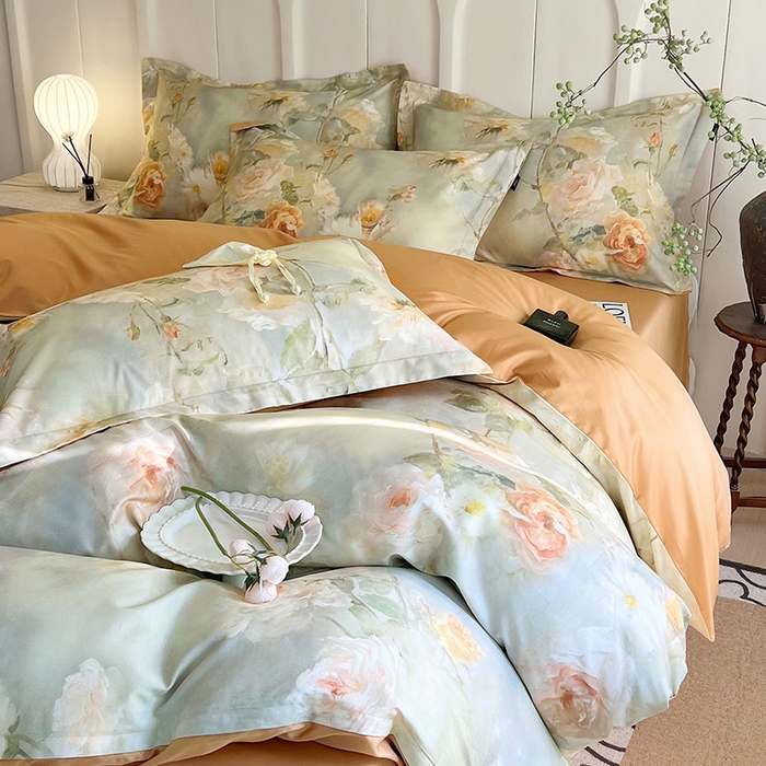 91家纺网 家纺一手货源 找家纺 悦织湾家纺 2025爆款上新【全棉60S长绒棉】100%全棉60S长绒棉四件套纯棉印花床上用品34件套轻奢北欧公主风 仲夏之夜