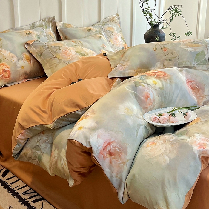 91家纺网 家纺一手货源 找家纺 悦织湾家纺 2025爆款上新【全棉60S长绒棉】100%全棉60S长绒棉四件套纯棉印花床上用品34件套轻奢北欧公主风 仲夏之夜