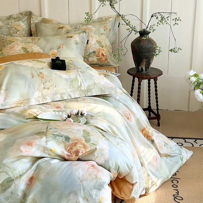 91家纺网 家纺一手货源 找家纺 悦织湾家纺 2025爆款上新【全棉60S长绒棉】100%全棉60S长绒棉四件套纯棉印花床上用品34件套轻奢北欧公主风 仲夏之夜