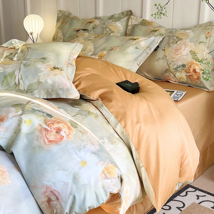 91家纺网 家纺一手货源 找家纺 悦织湾家纺 2025爆款上新【全棉60S长绒棉】100%全棉60S长绒棉四件套纯棉印花床上用品34件套轻奢北欧公主风 仲夏之夜