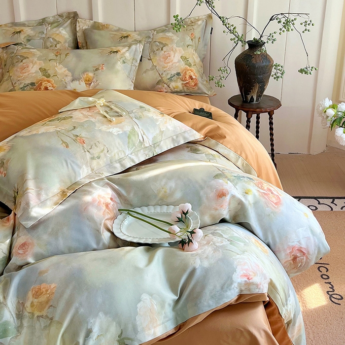 91家纺网 家纺一手货源 找家纺 悦织湾家纺 2025爆款上新【全棉60S长绒棉】100%全棉60S长绒棉四件套纯棉印花床上用品34件套轻奢北欧公主风 仲夏之夜