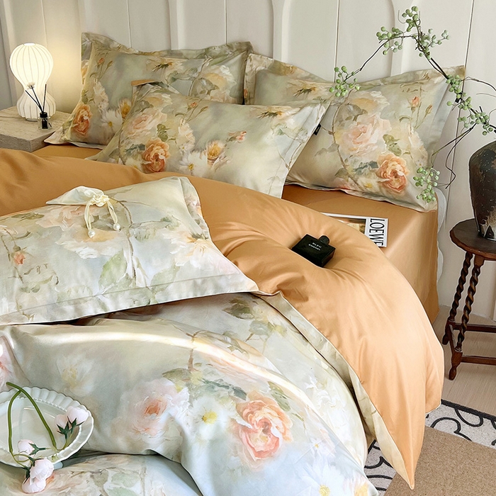 91家纺网 家纺一手货源 找家纺 悦织湾家纺 2025爆款上新【全棉60S长绒棉】100%全棉60S长绒棉四件套纯棉印花床上用品34件套轻奢北欧公主风 仲夏之夜