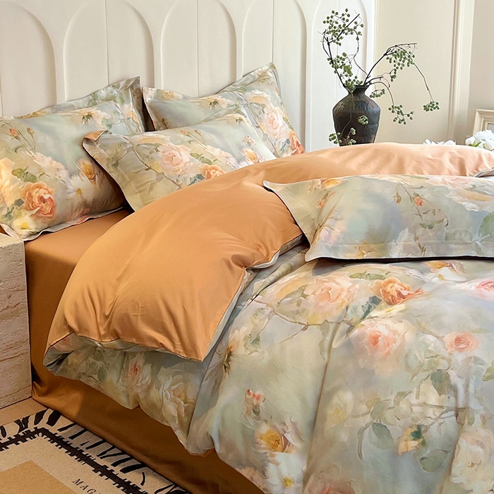 91家纺网 家纺一手货源 找家纺 悦织湾家纺 2025爆款上新【全棉60S长绒棉】100%全棉60S长绒棉四件套纯棉印花床上用品34件套轻奢北欧公主风 仲夏之夜