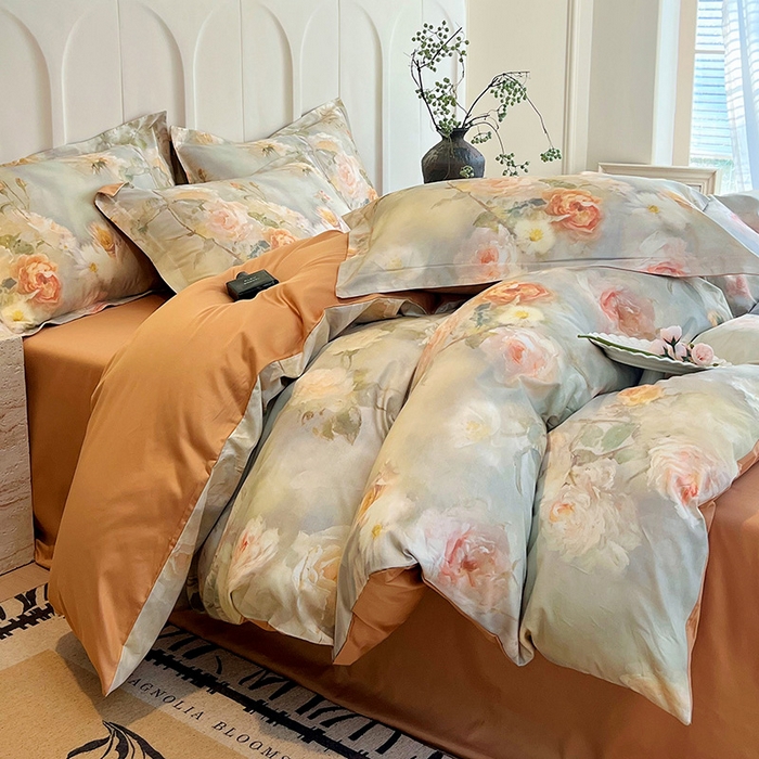 91家纺网 家纺一手货源 找家纺 悦织湾家纺 2025爆款上新【全棉60S长绒棉】100%全棉60S长绒棉四件套纯棉印花床上用品34件套轻奢北欧公主风 仲夏之夜