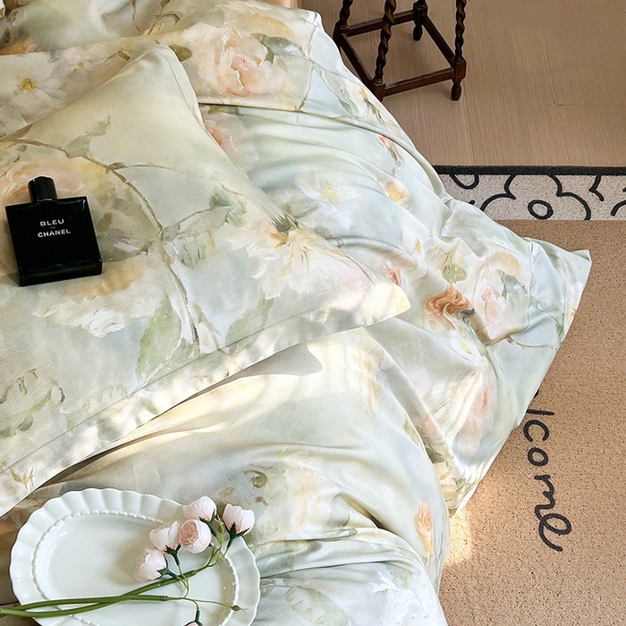 91家纺网 家纺一手货源 找家纺 悦织湾家纺 2025爆款上新【全棉60S长绒棉】100%全棉60S长绒棉四件套纯棉印花床上用品34件套轻奢北欧公主风 仲夏之夜