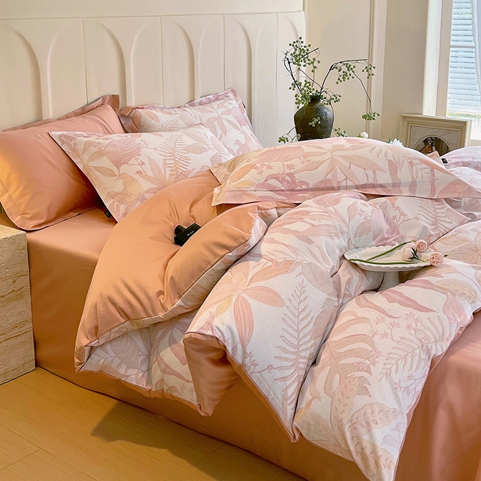 91家纺网 家纺一手货源 找家纺 悦织湾家纺 2025爆款上新【全棉60S长绒棉】100%全棉60S长绒棉四件套纯棉印花床上用品34件套轻奢北欧公主风 深海秘境-粉