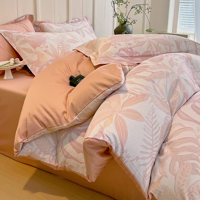 91家纺网 家纺一手货源 找家纺 悦织湾家纺 2025爆款上新【全棉60S长绒棉】100%全棉60S长绒棉四件套纯棉印花床上用品34件套轻奢北欧公主风 深海秘境-粉