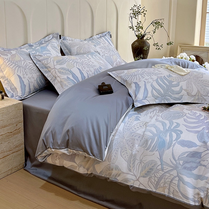 91家纺网 家纺一手货源 找家纺 悦织湾家纺 2025爆款上新【全棉60S长绒棉】100%全棉60S长绒棉四件套纯棉印花床上用品34件套轻奢北欧公主风 深海秘境-紫