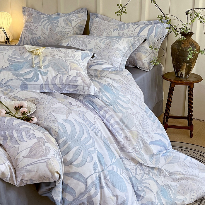 91家纺网 家纺一手货源 找家纺 悦织湾家纺 2025爆款上新【全棉60S长绒棉】100%全棉60S长绒棉四件套纯棉印花床上用品34件套轻奢北欧公主风 深海秘境-紫