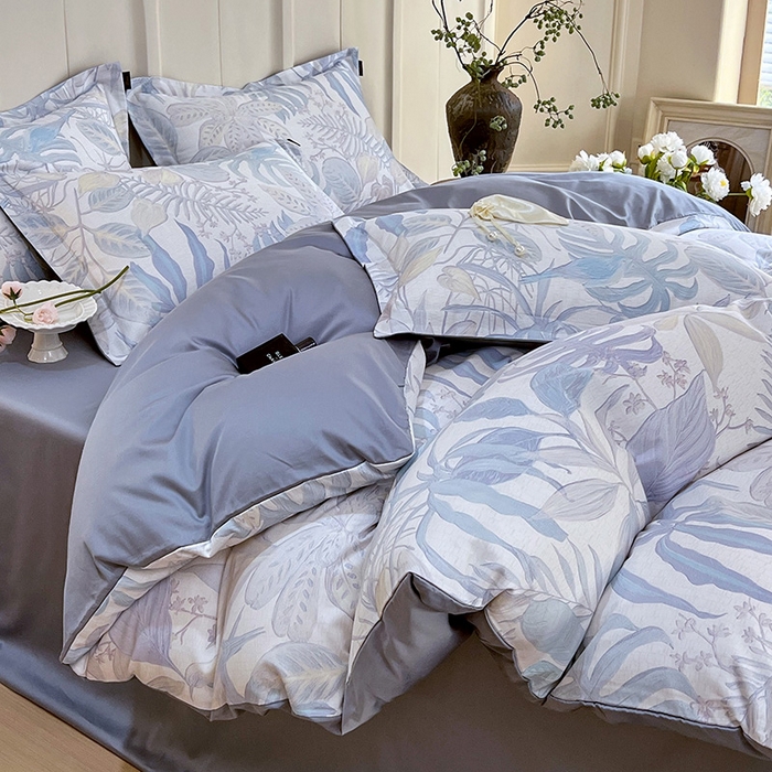 91家纺网 家纺一手货源 找家纺 悦织湾家纺 2025爆款上新【全棉60S长绒棉】100%全棉60S长绒棉四件套纯棉印花床上用品34件套轻奢北欧公主风 深海秘境-紫