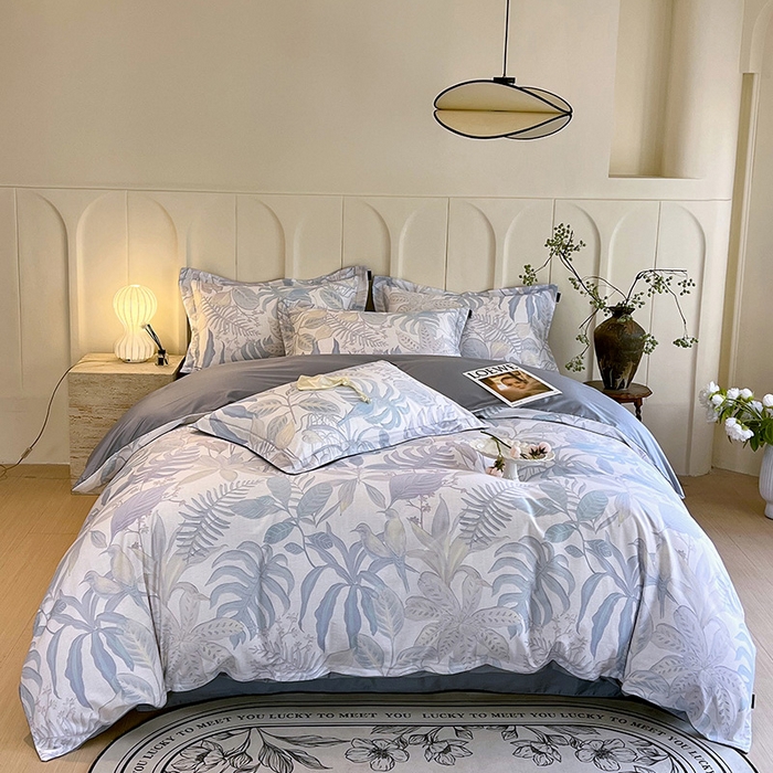 悦织湾家纺 2025爆款上新【全棉60S长绒棉】100%全棉60S长绒棉四件套纯棉印花床上用品34件套轻奢北欧公主风 深海秘境-紫