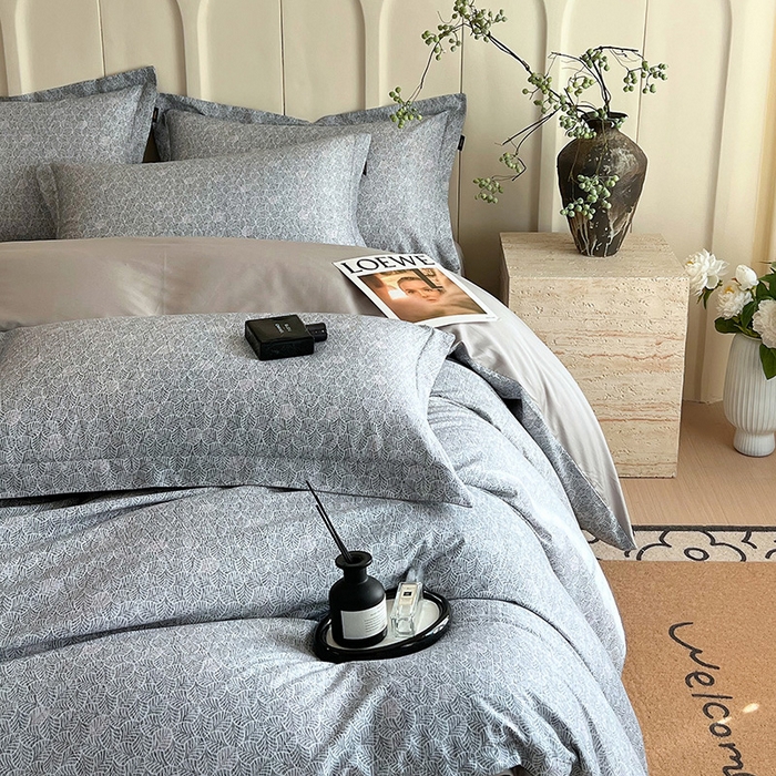 91家纺网 家纺一手货源 找家纺 悦织湾家纺 2025爆款上新【全棉60S长绒棉】100%全棉60S长绒棉四件套纯棉印花床上用品34件套轻奢北欧公主风 沐雁-绿