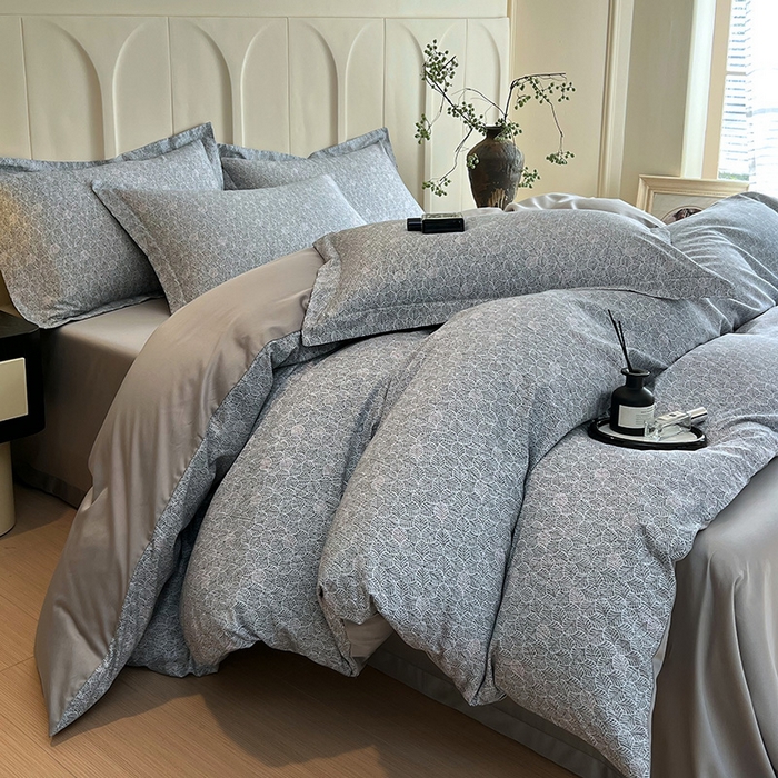 91家纺网 家纺一手货源 找家纺 悦织湾家纺 2025爆款上新【全棉60S长绒棉】100%全棉60S长绒棉四件套纯棉印花床上用品34件套轻奢北欧公主风 沐雁-绿