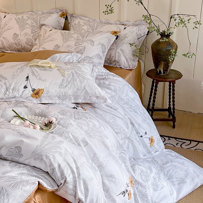 91家纺网 家纺一手货源 找家纺 悦织湾家纺 2025爆款上新【全棉60S长绒棉】100%全棉60S长绒棉四件套纯棉印花床上用品34件套轻奢北欧公主风 雾野山亭