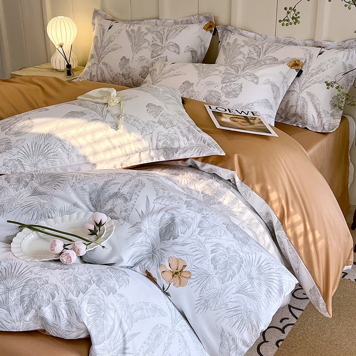 91家纺网 家纺一手货源 找家纺 悦织湾家纺 2025爆款上新【全棉60S长绒棉】100%全棉60S长绒棉四件套纯棉印花床上用品34件套轻奢北欧公主风 雾野山亭