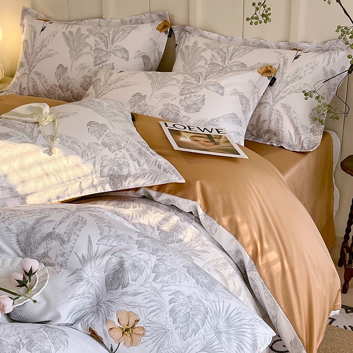 91家纺网 家纺一手货源 找家纺 悦织湾家纺 2025爆款上新【全棉60S长绒棉】100%全棉60S长绒棉四件套纯棉印花床上用品34件套轻奢北欧公主风 雾野山亭