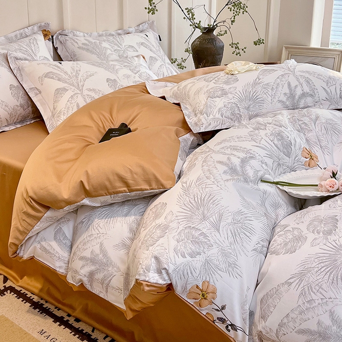 91家纺网 家纺一手货源 找家纺 悦织湾家纺 2025爆款上新【全棉60S长绒棉】100%全棉60S长绒棉四件套纯棉印花床上用品34件套轻奢北欧公主风 雾野山亭