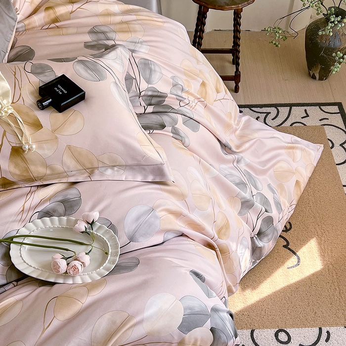 91家纺网 家纺一手货源 找家纺 悦织湾家纺 2025爆款上新【全棉60S长绒棉】100%全棉60S长绒棉四件套纯棉印花床上用品34件套轻奢北欧公主风 叶韵