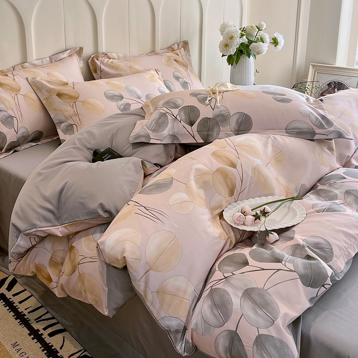 91家纺网 家纺一手货源 找家纺 悦织湾家纺 2025爆款上新【全棉60S长绒棉】100%全棉60S长绒棉四件套纯棉印花床上用品34件套轻奢北欧公主风 叶韵