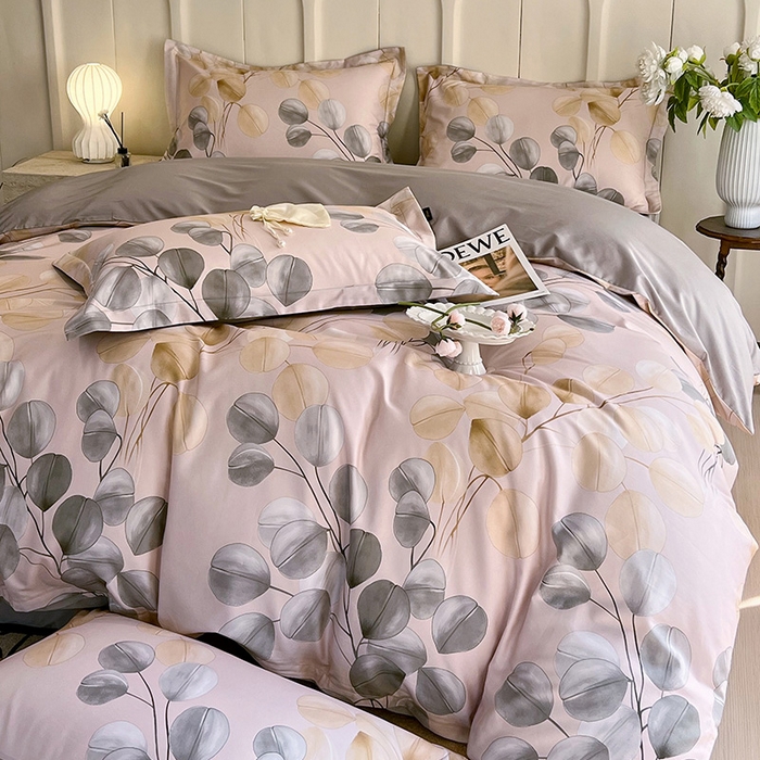 91家纺网 家纺一手货源 找家纺 悦织湾家纺 2025爆款上新【全棉60S长绒棉】100%全棉60S长绒棉四件套纯棉印花床上用品34件套轻奢北欧公主风 叶韵