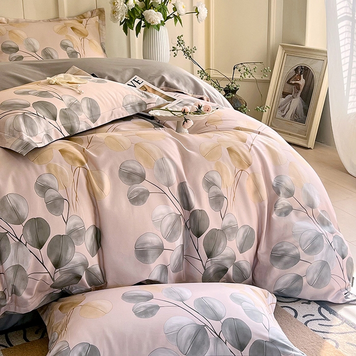 91家纺网 家纺一手货源 找家纺 悦织湾家纺 2025爆款上新【全棉60S长绒棉】100%全棉60S长绒棉四件套纯棉印花床上用品34件套轻奢北欧公主风 叶韵