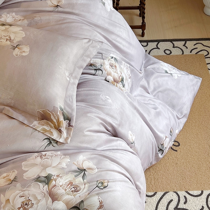 91家纺网 家纺一手货源 找家纺 悦织湾家纺 2025爆款上新【全棉60S长绒棉】100%全棉60S长绒棉四件套纯棉印花床上用品34件套轻奢北欧公主风 春意