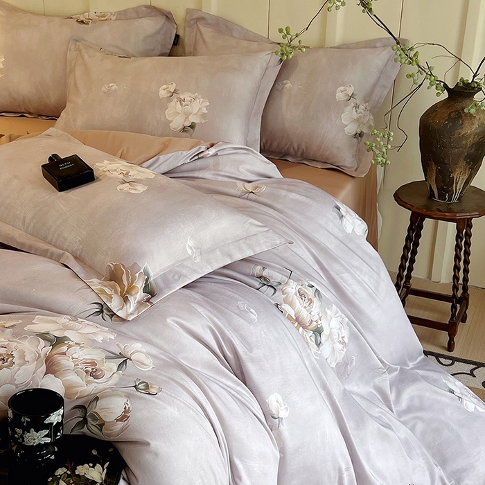 91家纺网 家纺一手货源 找家纺 悦织湾家纺 2025爆款上新【全棉60S长绒棉】100%全棉60S长绒棉四件套纯棉印花床上用品34件套轻奢北欧公主风 春意