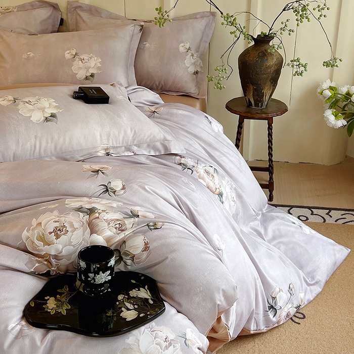 91家纺网 家纺一手货源 找家纺 悦织湾家纺 2025爆款上新【全棉60S长绒棉】100%全棉60S长绒棉四件套纯棉印花床上用品34件套轻奢北欧公主风 春意