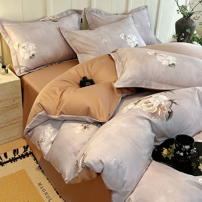 91家纺网 家纺一手货源 找家纺 悦织湾家纺 2025爆款上新【全棉60S长绒棉】100%全棉60S长绒棉四件套纯棉印花床上用品34件套轻奢北欧公主风 春意