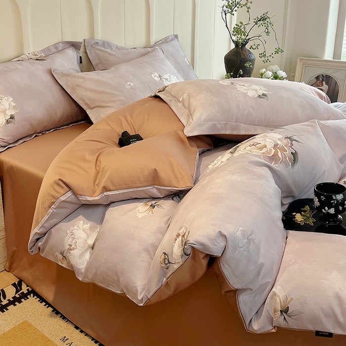 91家纺网 家纺一手货源 找家纺 悦织湾家纺 2025爆款上新【全棉60S长绒棉】100%全棉60S长绒棉四件套纯棉印花床上用品34件套轻奢北欧公主风 春意