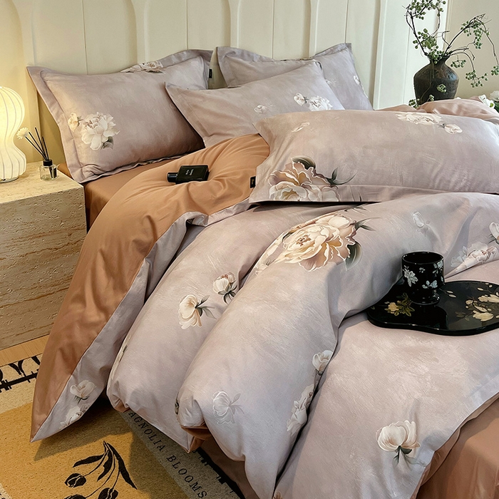 91家纺网 家纺一手货源 找家纺 悦织湾家纺 2025爆款上新【全棉60S长绒棉】100%全棉60S长绒棉四件套纯棉印花床上用品34件套轻奢北欧公主风 春意