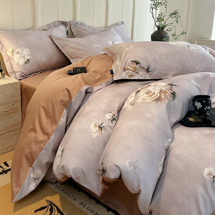 91家纺网 家纺一手货源 找家纺 悦织湾家纺 2025爆款上新【全棉60S长绒棉】100%全棉60S长绒棉四件套纯棉印花床上用品34件套轻奢北欧公主风 春意