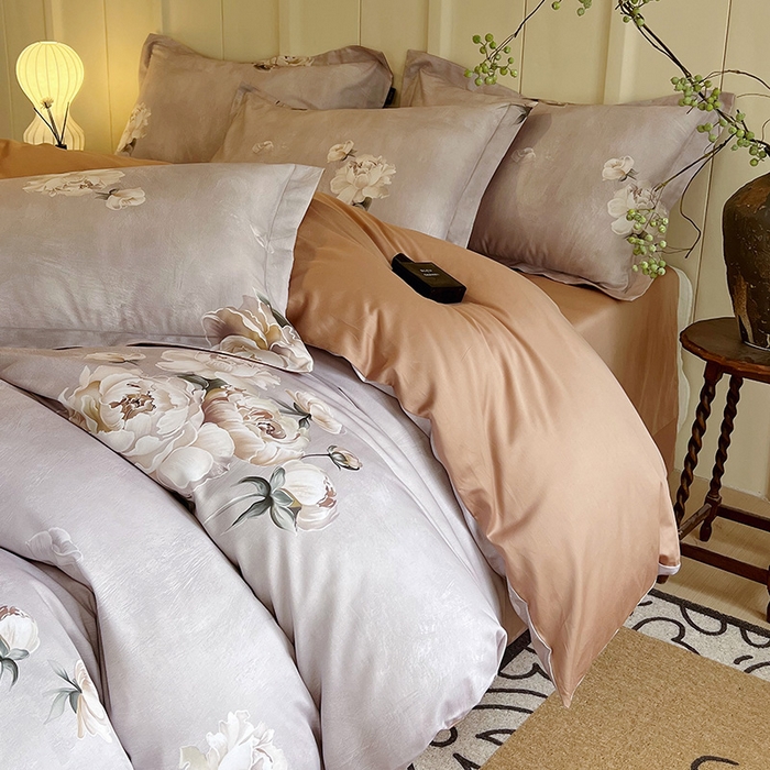 91家纺网 家纺一手货源 找家纺 悦织湾家纺 2025爆款上新【全棉60S长绒棉】100%全棉60S长绒棉四件套纯棉印花床上用品34件套轻奢北欧公主风 春意