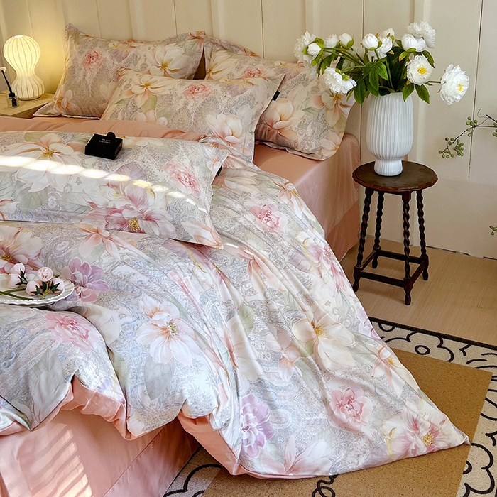 91家纺网 家纺一手货源 找家纺 悦织湾家纺 2025爆款上新【全棉60S长绒棉】100%全棉60S长绒棉四件套纯棉印花床上用品34件套轻奢北欧公主风 秋日来信