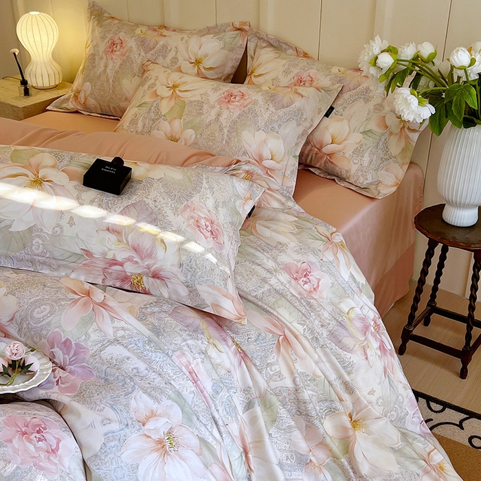 91家纺网 家纺一手货源 找家纺 悦织湾家纺 2025爆款上新【全棉60S长绒棉】100%全棉60S长绒棉四件套纯棉印花床上用品34件套轻奢北欧公主风 秋日来信